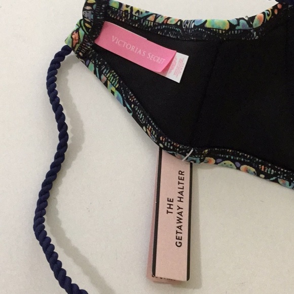 Victoria Secret Floral Halter Bikini Top 32D Boho Colorful Vacation NWT - Picture 6 of 8